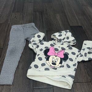 Girls hooded Minnie mouse asymmetrical hooded sweater with matching leggings